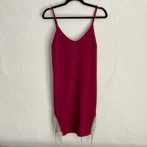 Red dress with diamond tassels